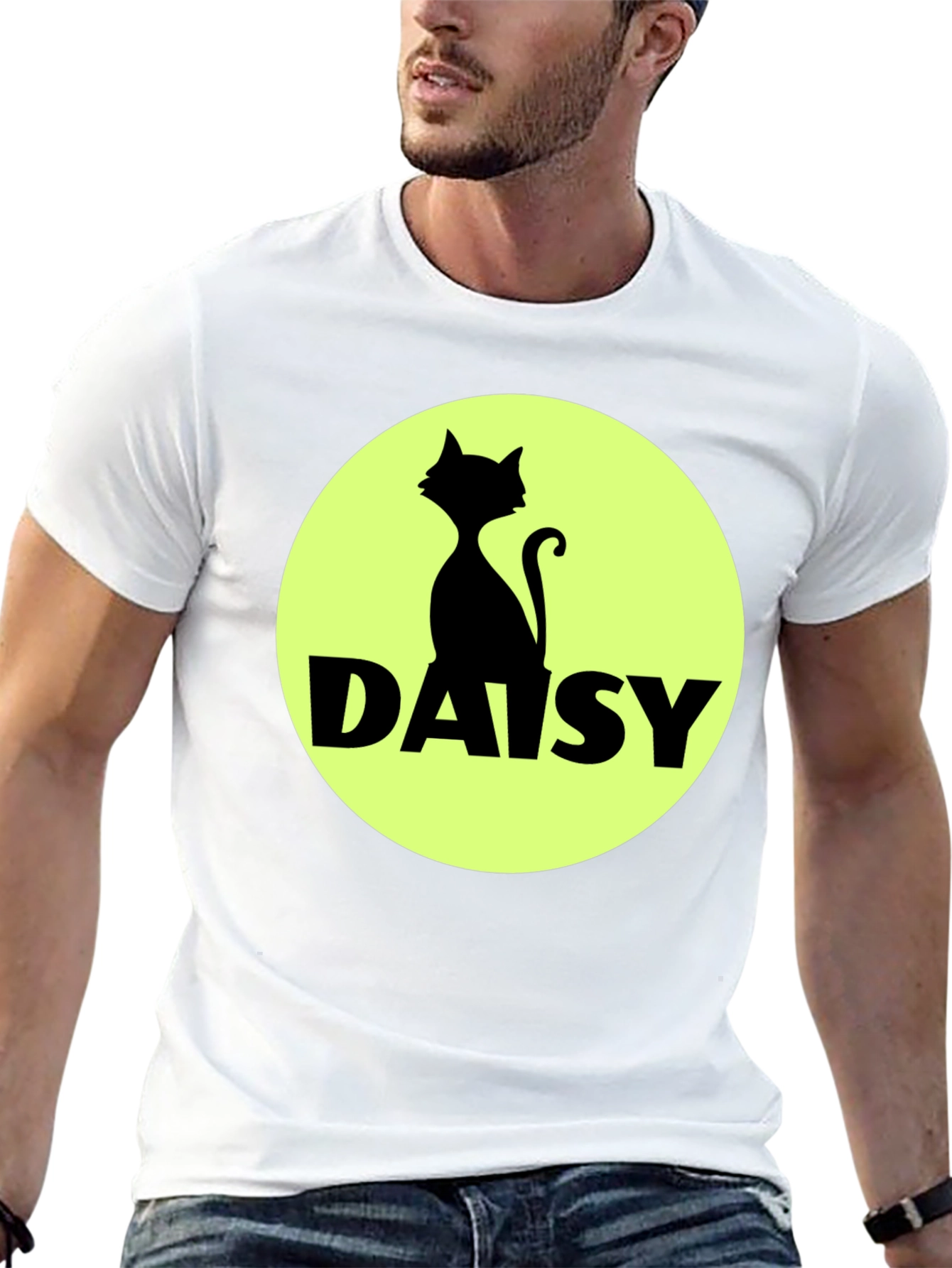 Daisy Cat T-Shirt - Black Cotton Tee