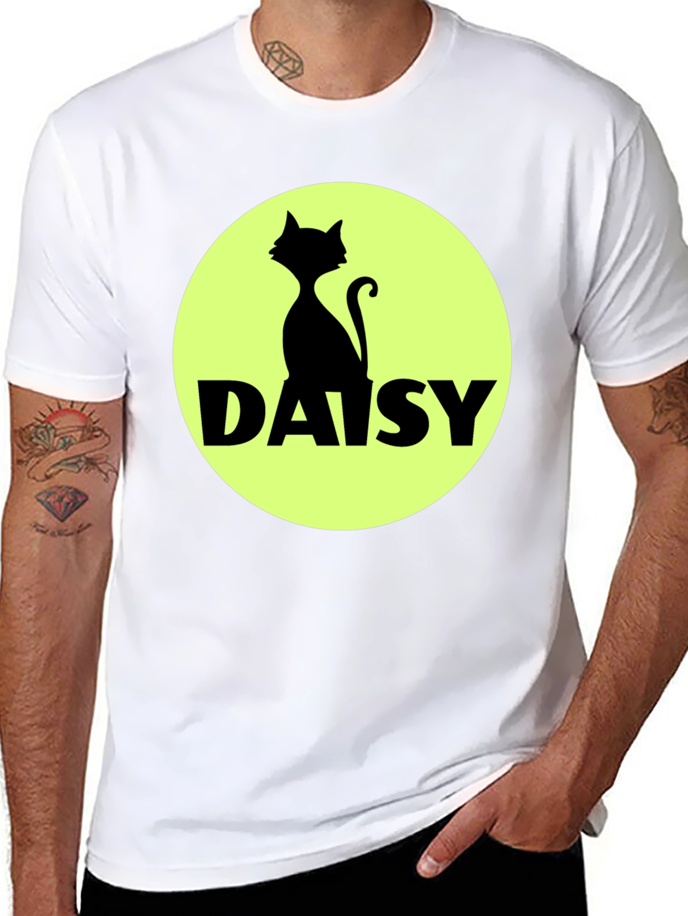 Daisy Cat T-Shirt - Black Cotton Tee