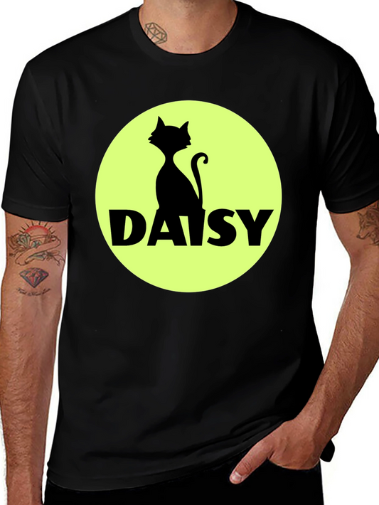 Daisy Cat T-Shirt - Black Cotton Tee