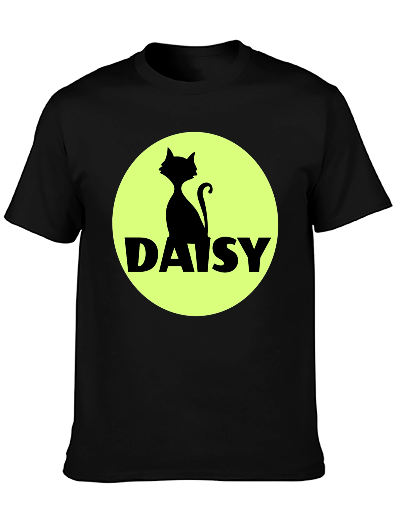 Daisy Cat T-Shirt - Black Cotton Tee