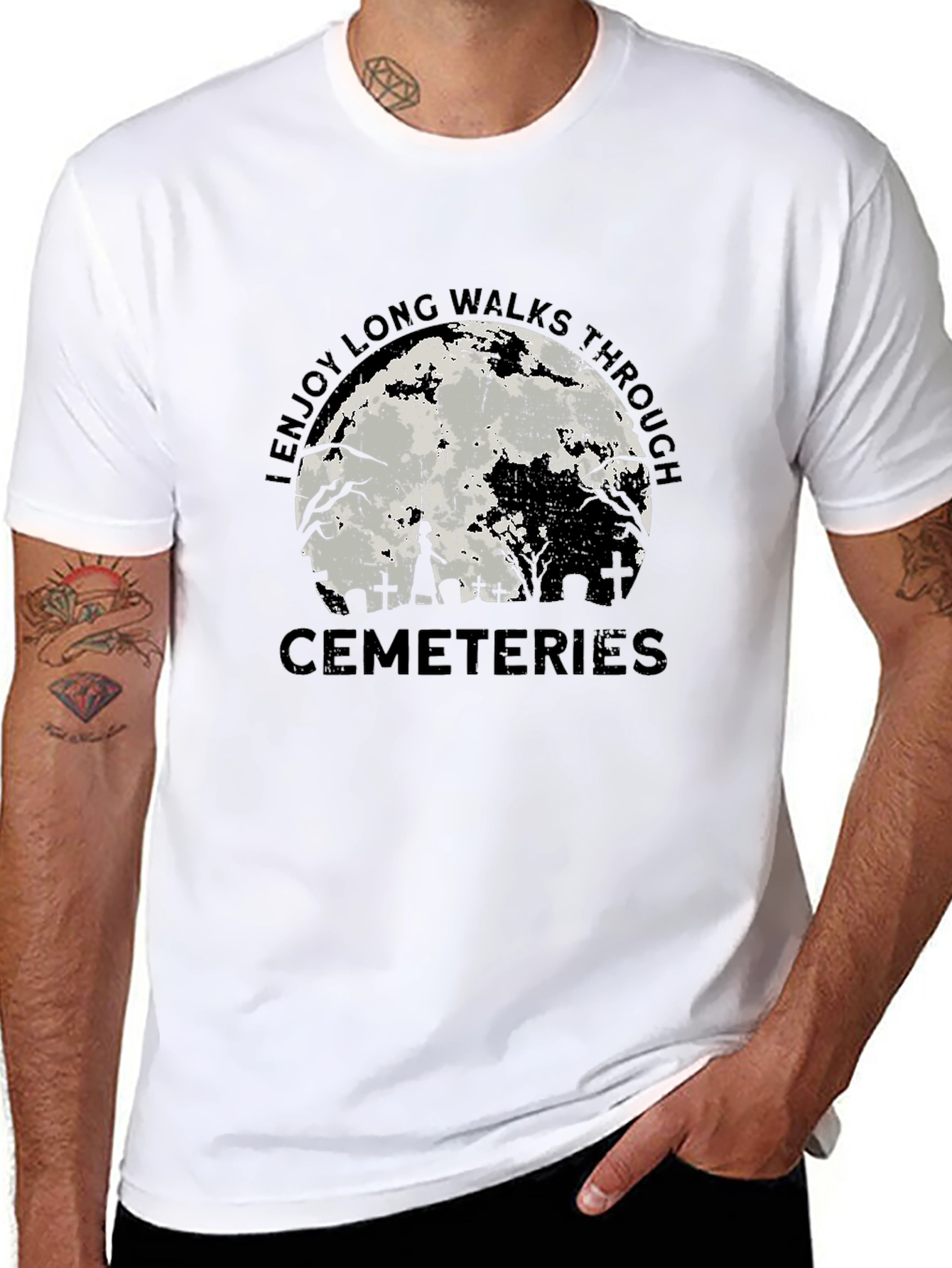 Cemetery Moon T-Shirt - Long Walks Through Cemeteries