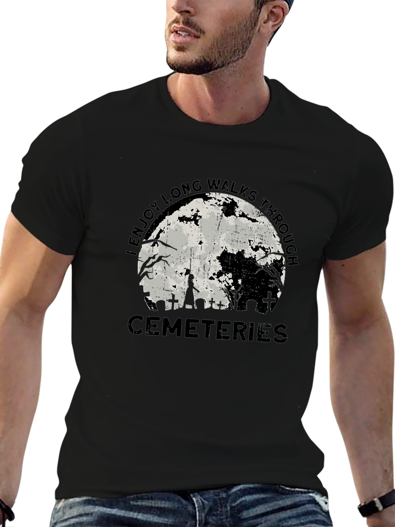 Cemetery Moon T-Shirt - Long Walks Through Cemeteries