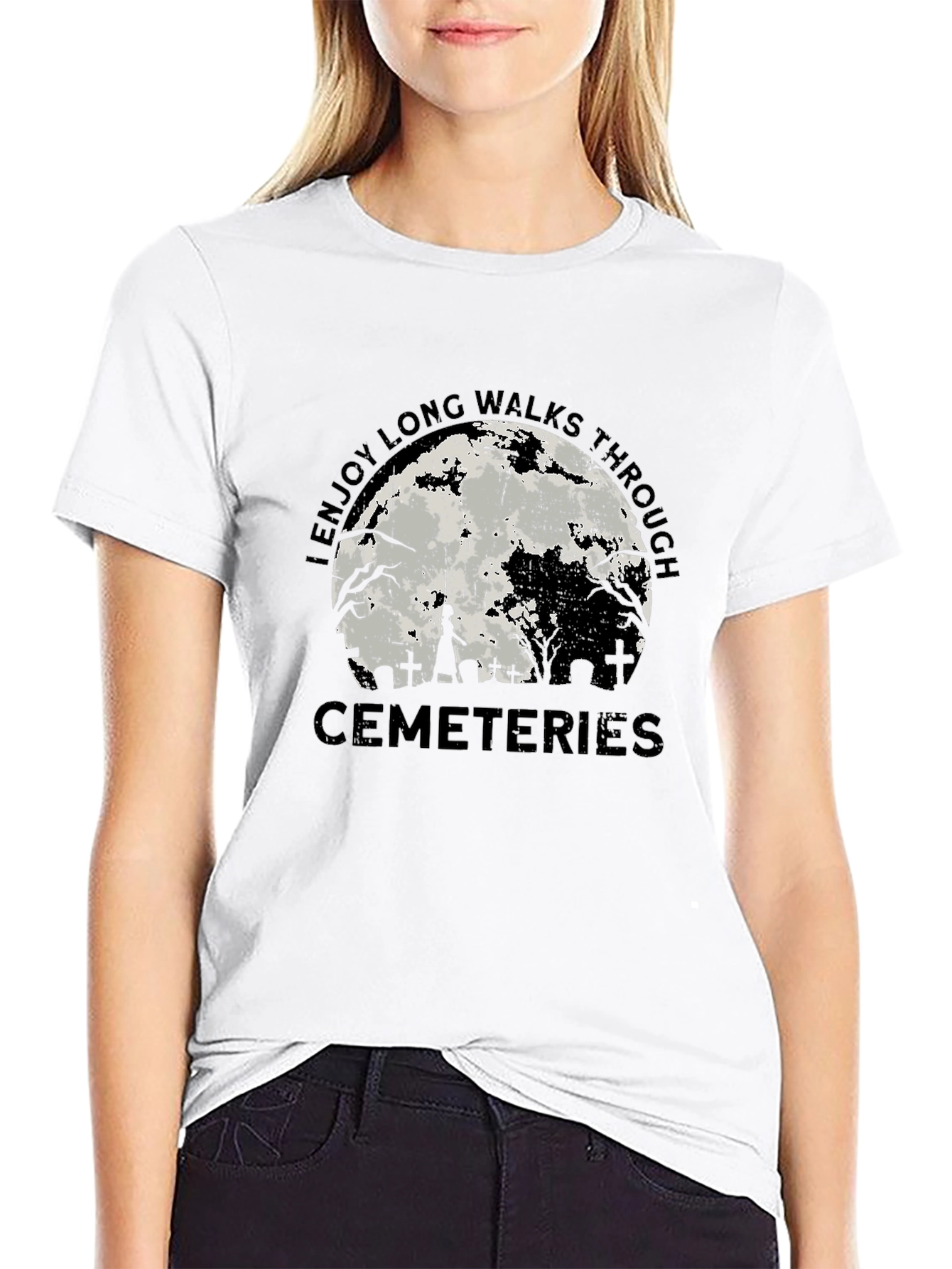Cemetery Moon T-Shirt - Long Walks Through Cemeteries