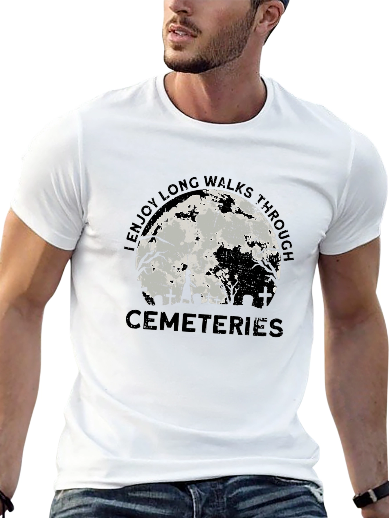 Cemetery Moon T-Shirt - Long Walks Through Cemeteries