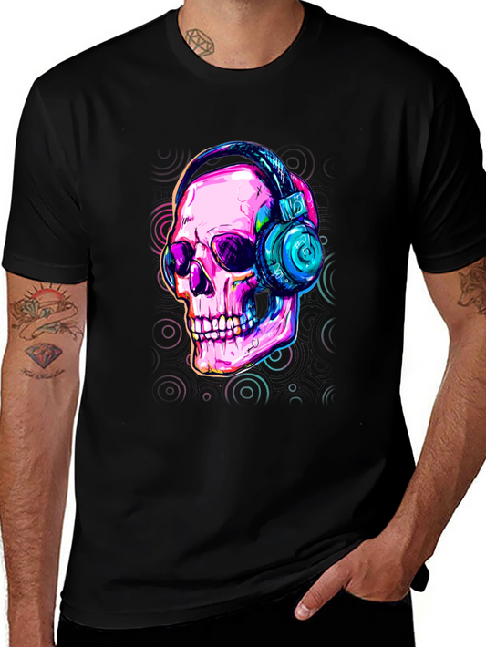 Skull with Headphones Graphic Tee