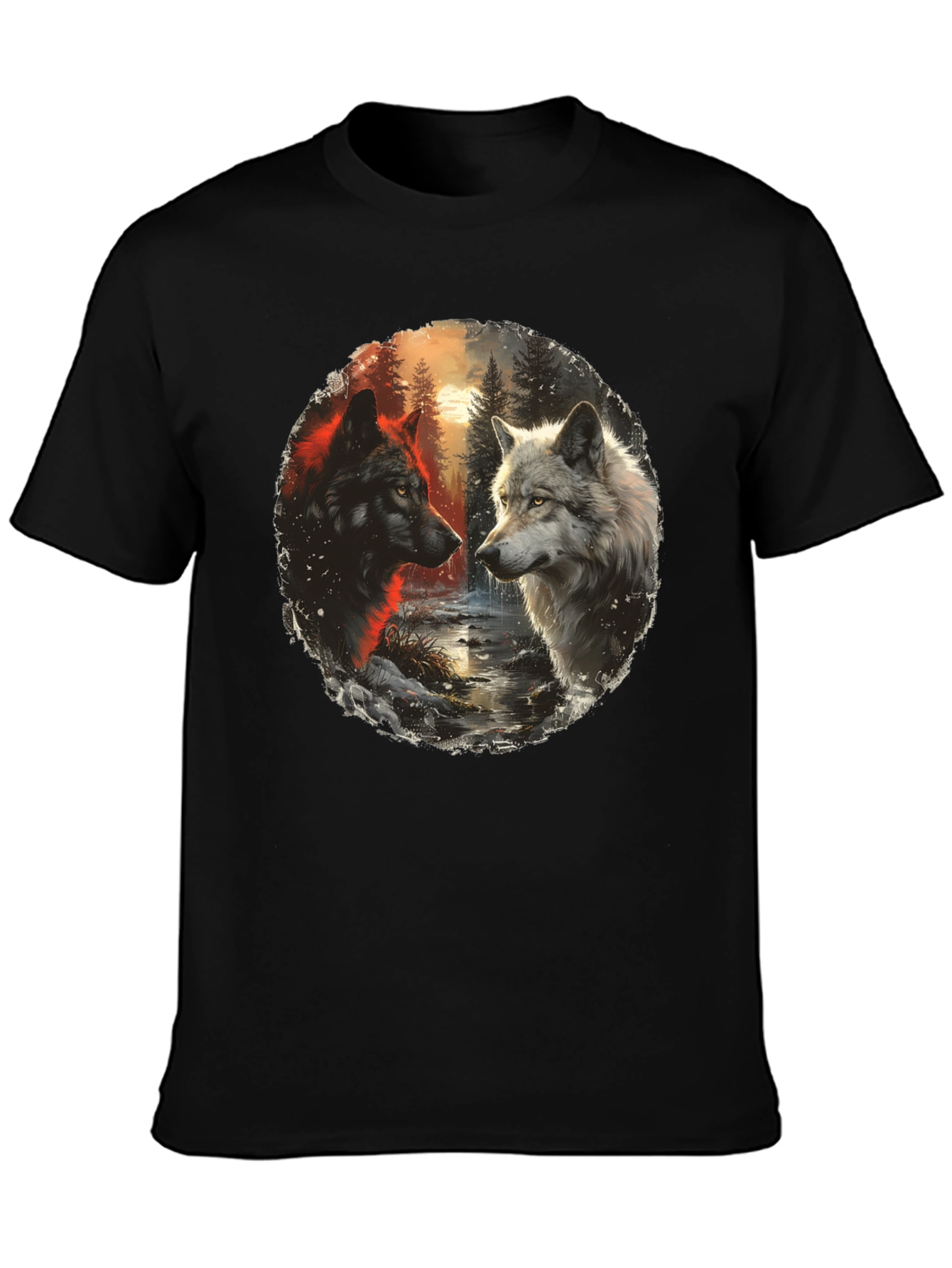 Wolf Encounter Graphic Tee - Black