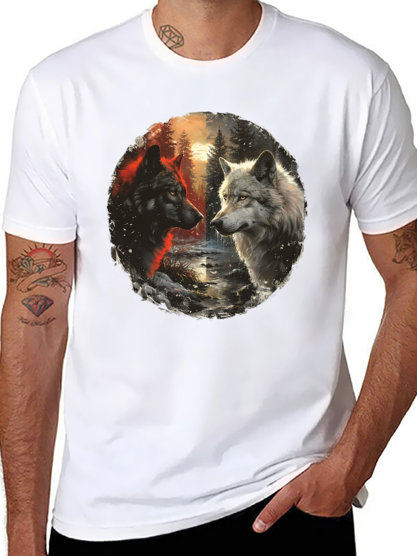 Wolf Encounter Graphic Tee - Black