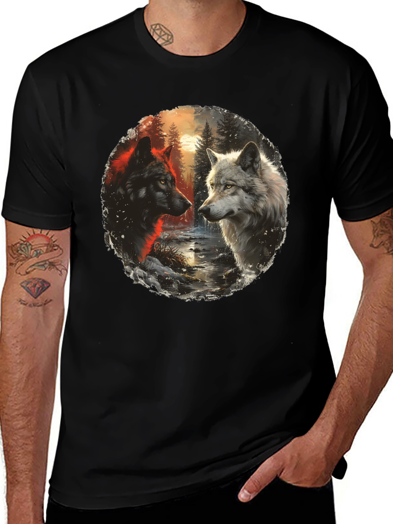 Wolf Encounter Graphic Tee - Black