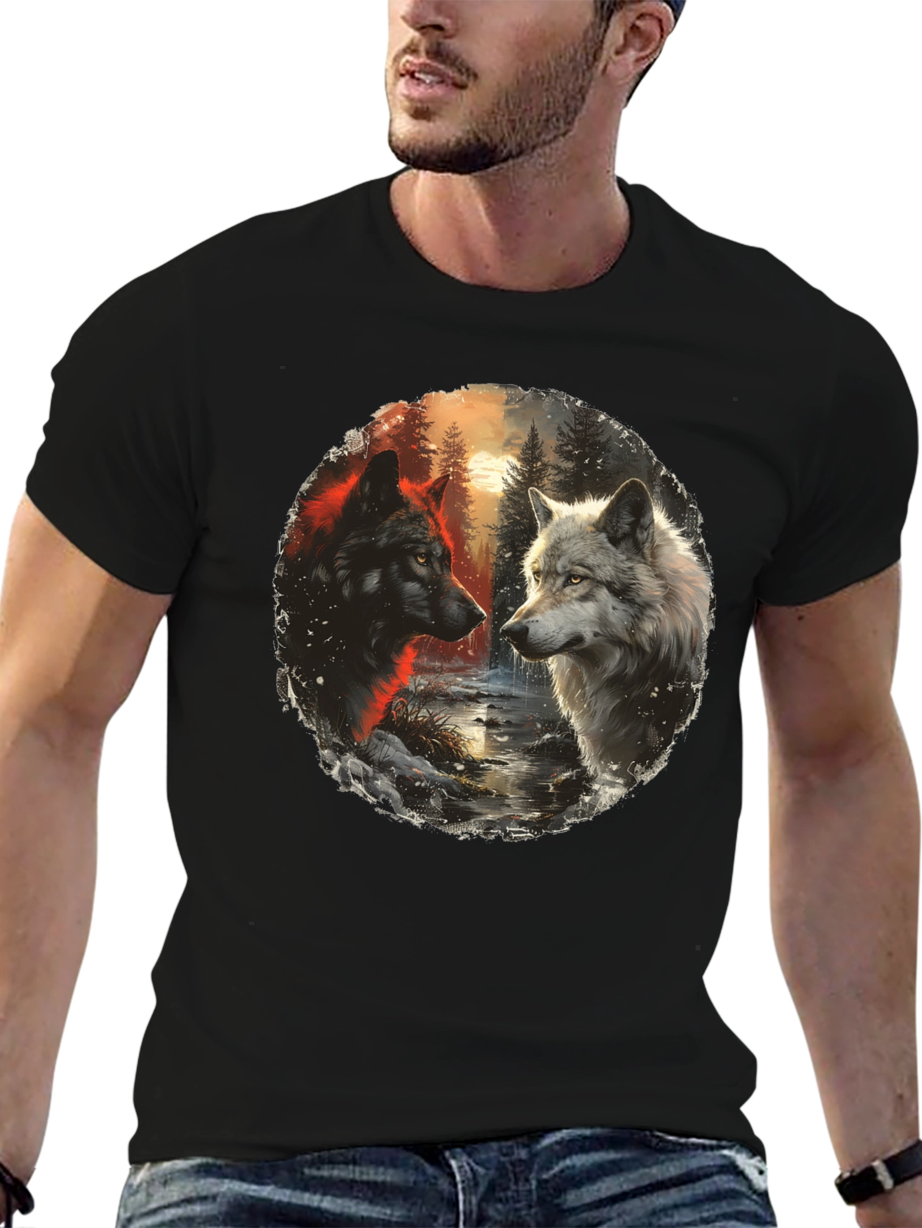 Wolf Encounter Graphic Tee - Black