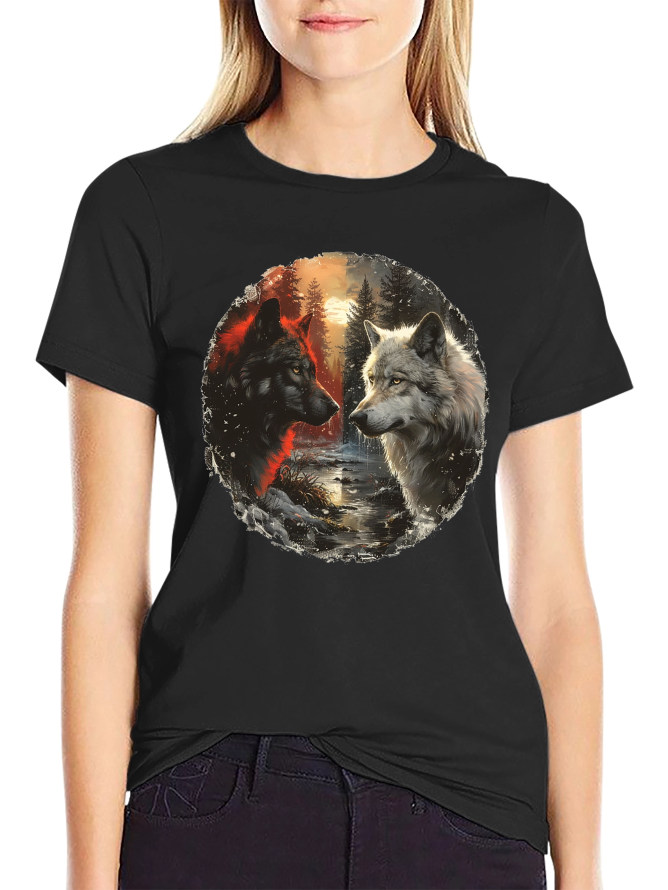 Wolf Encounter Graphic Tee - Black