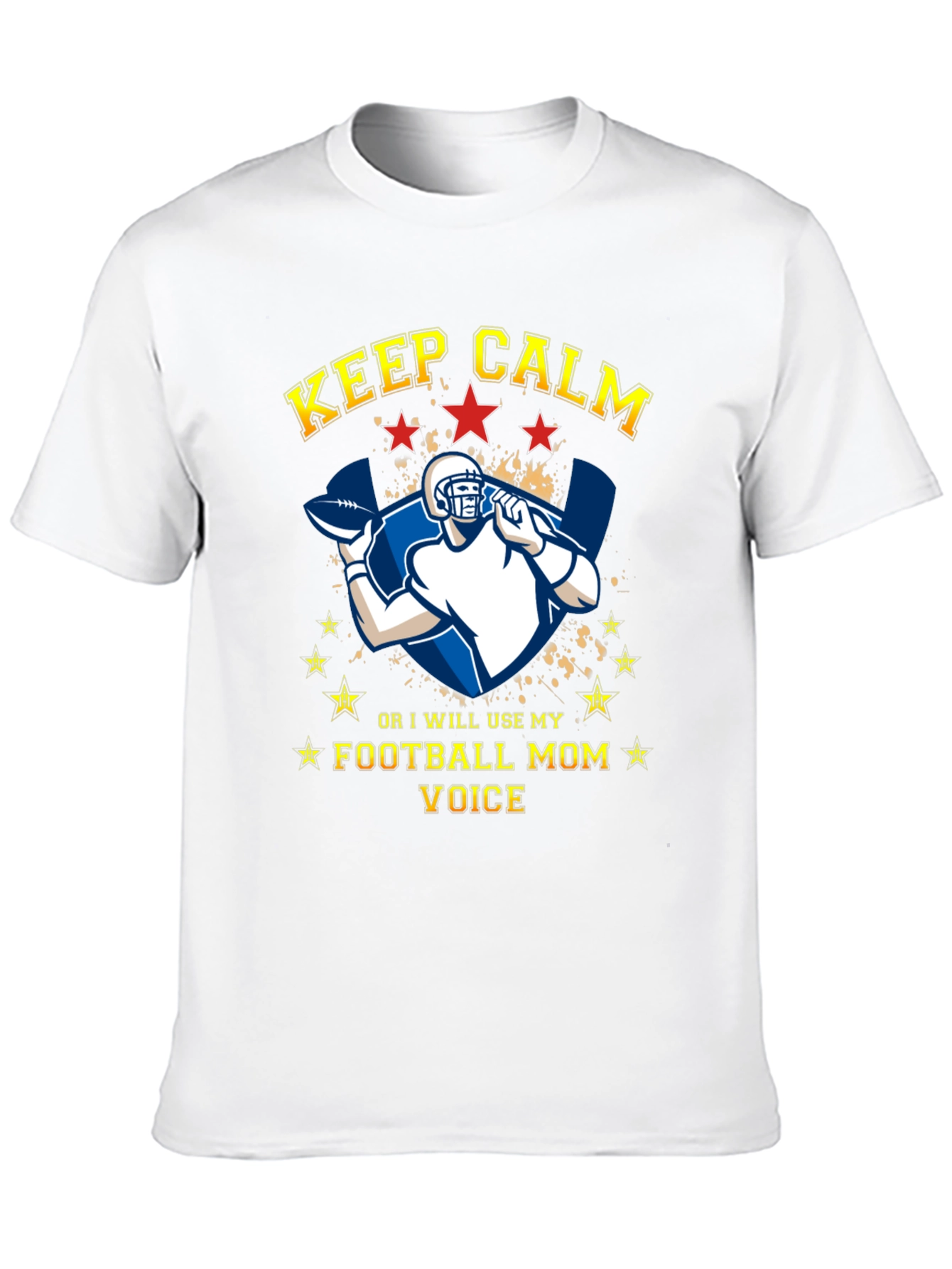 Keep Calm Football Mom Voice Graphic T-Shirt