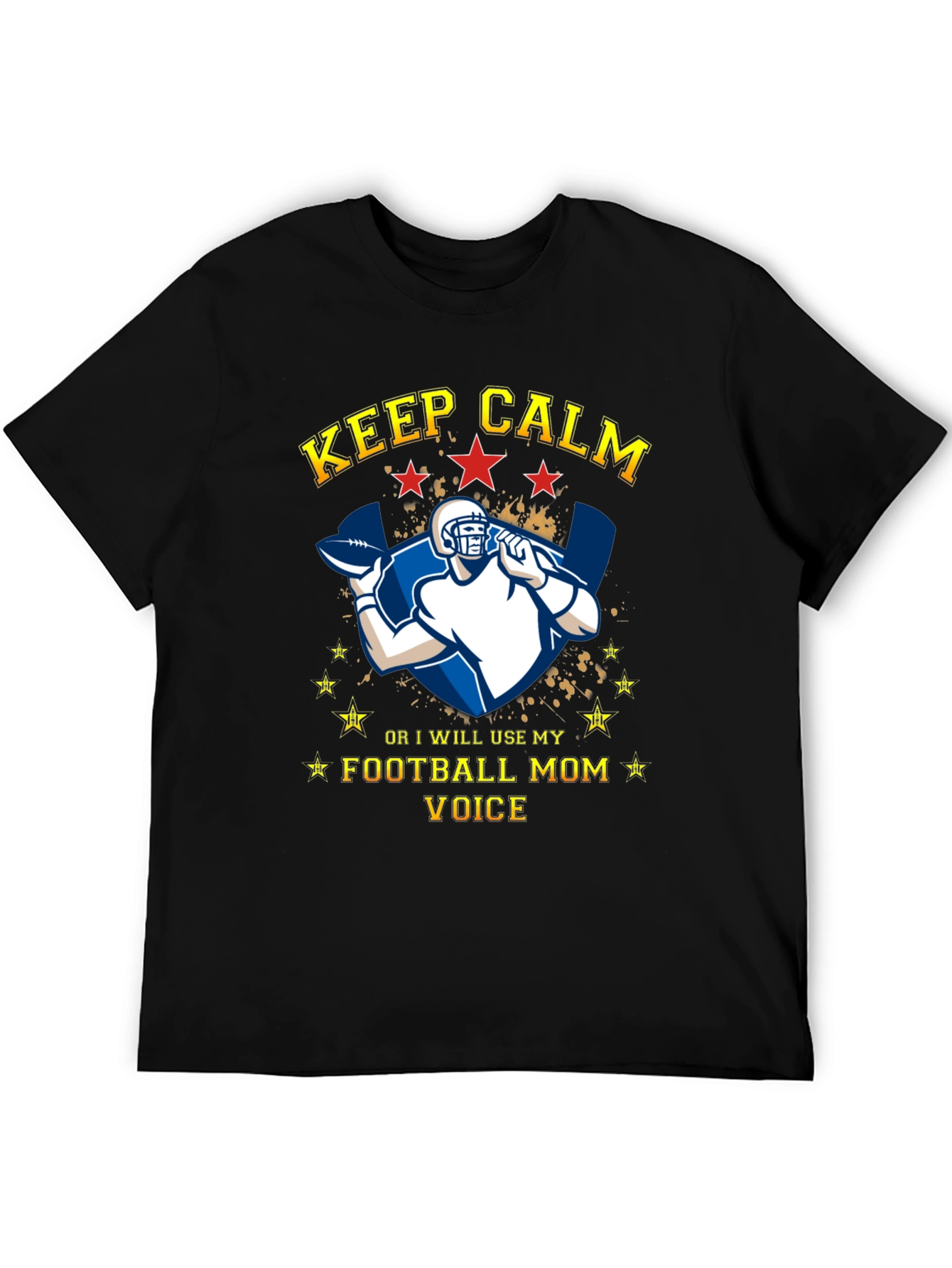 Keep Calm Football Mom Voice Graphic T-Shirt
