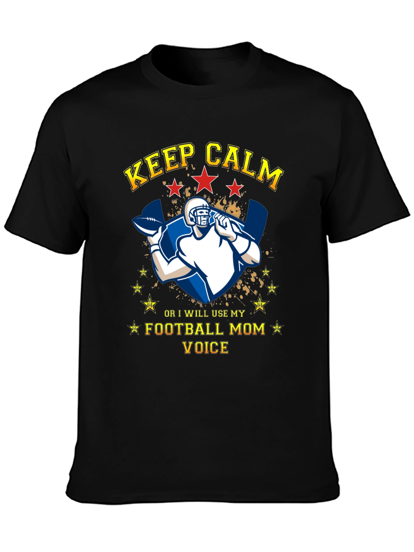 Keep Calm Football Mom Voice Graphic T-Shirt