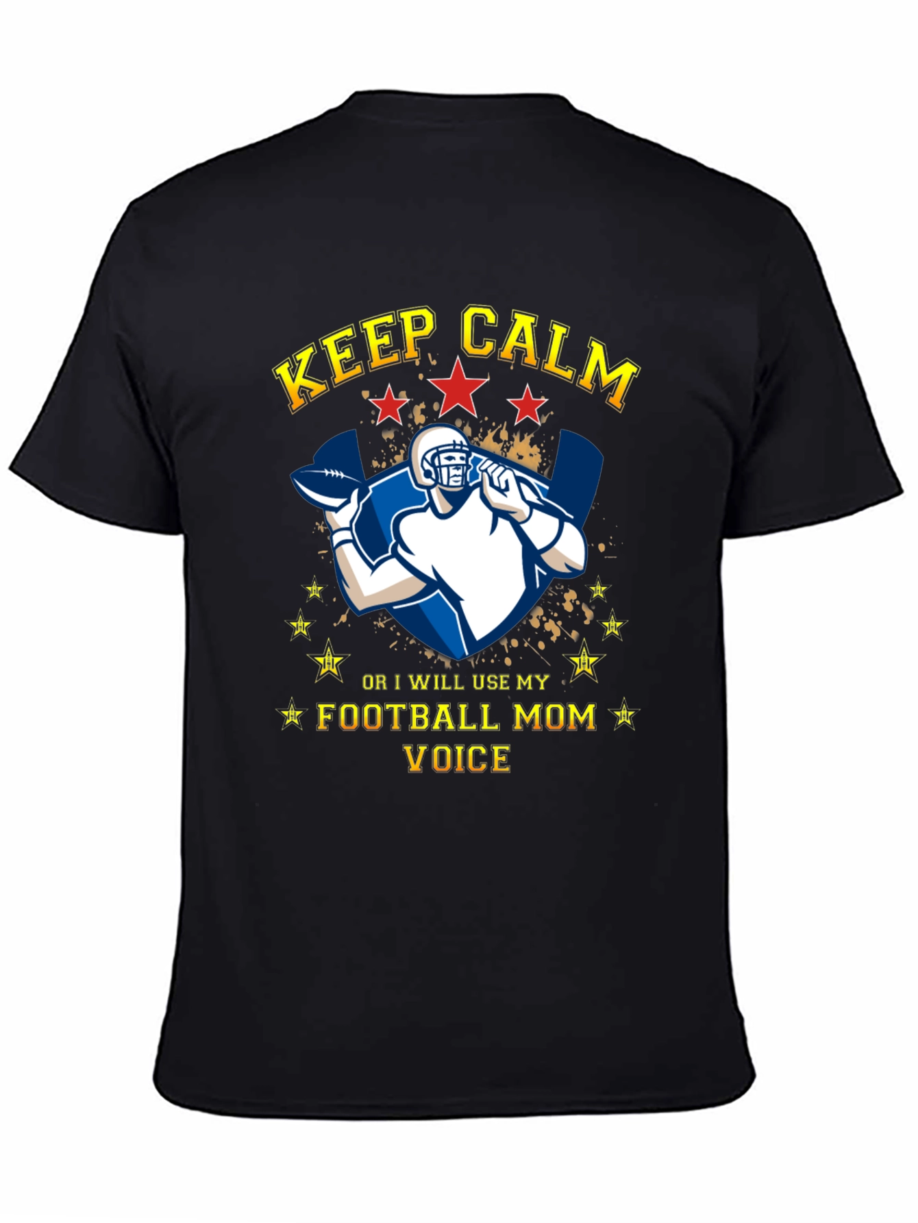 Keep Calm Football Mom Voice Graphic T-Shirt