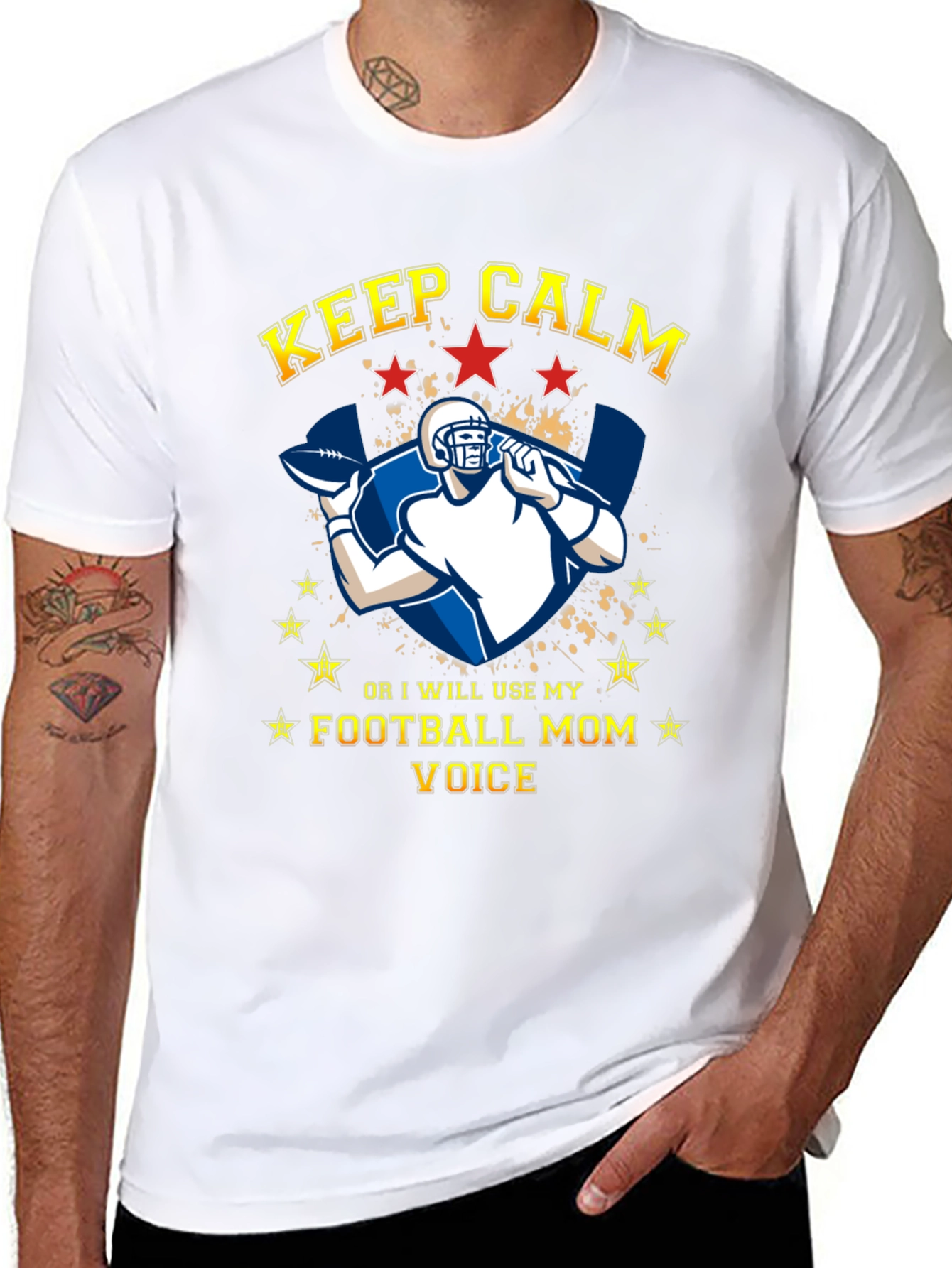Keep Calm Football Mom Voice Graphic T-Shirt