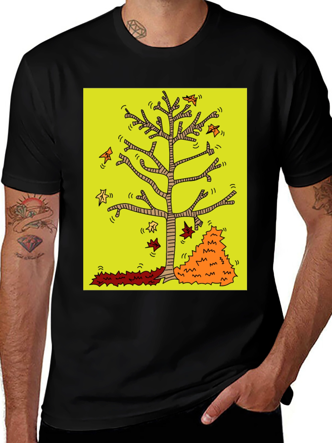 Autumn Tree Graphic Black T-Shirt