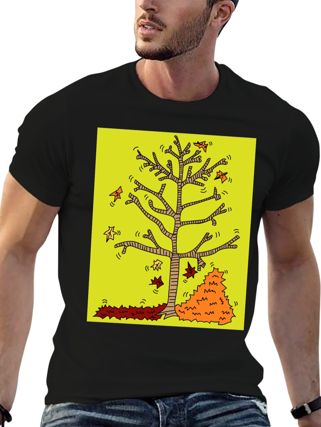 Autumn Tree Graphic Black T-Shirt