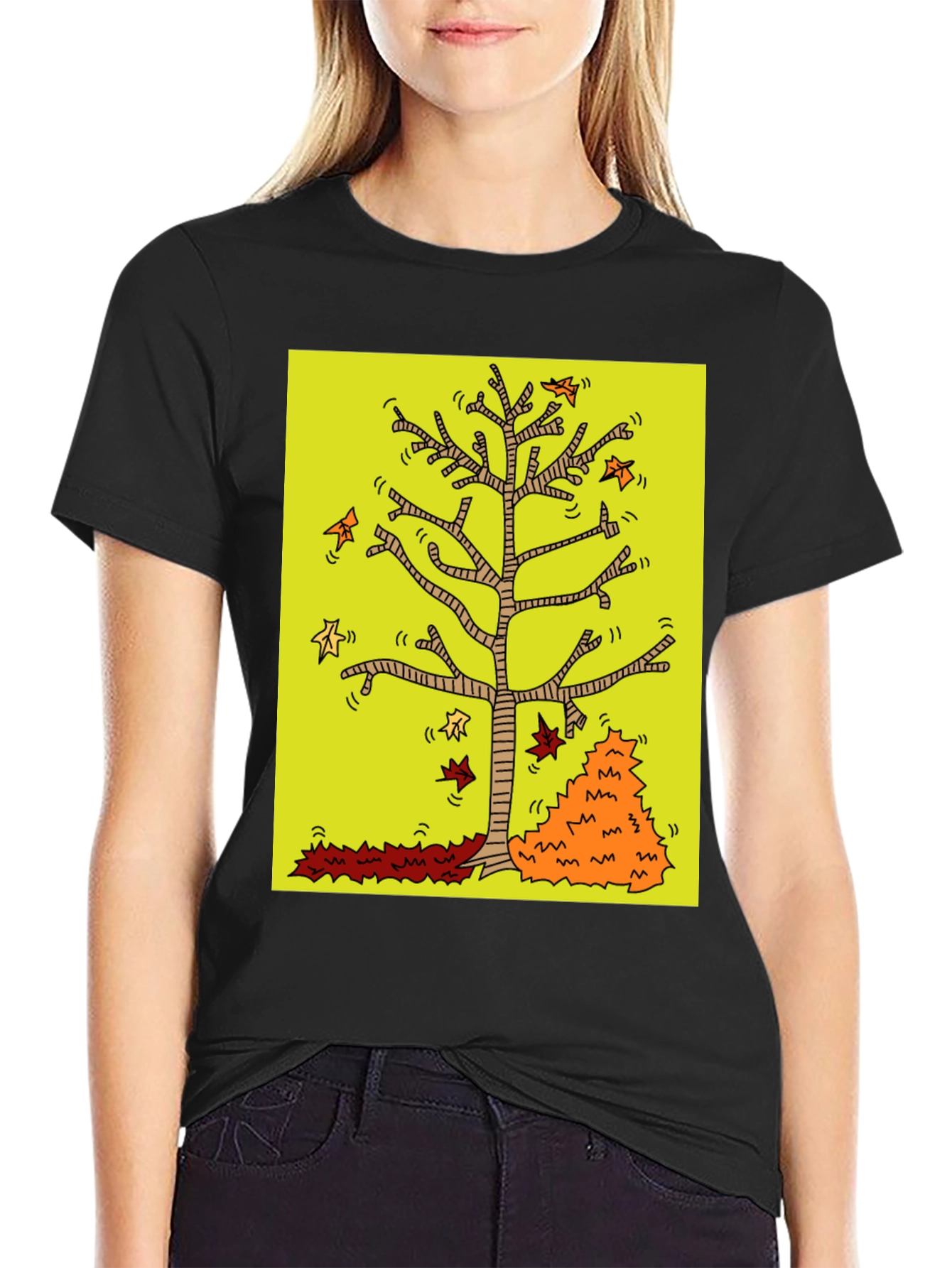 Autumn Tree Graphic Black T-Shirt