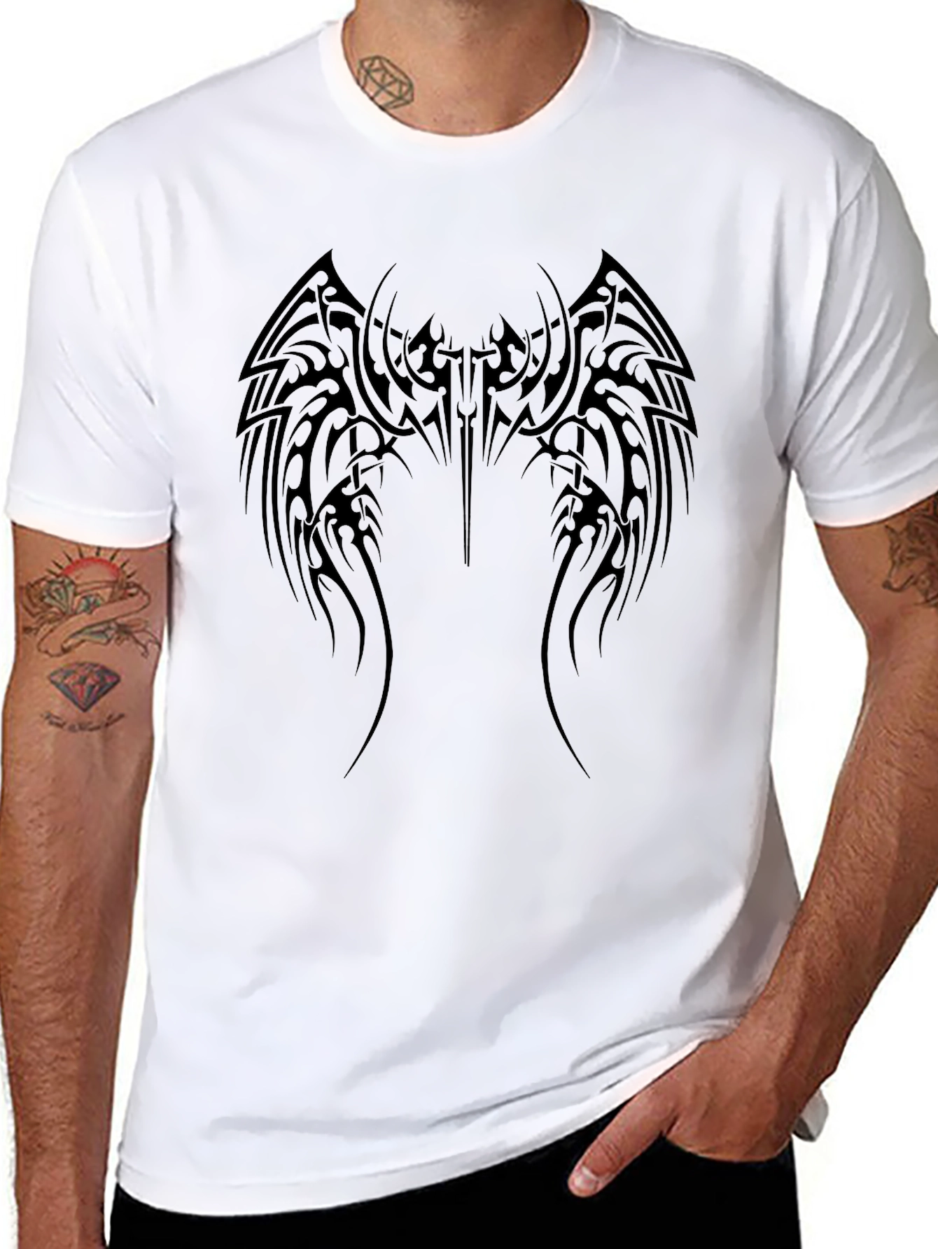 Tribal Wing Design Black T-Shirt