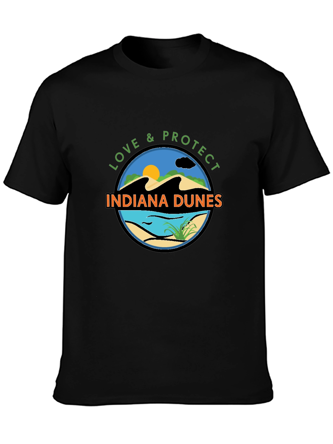 Indiana Dunes Love & Protect Black Graphic Tee