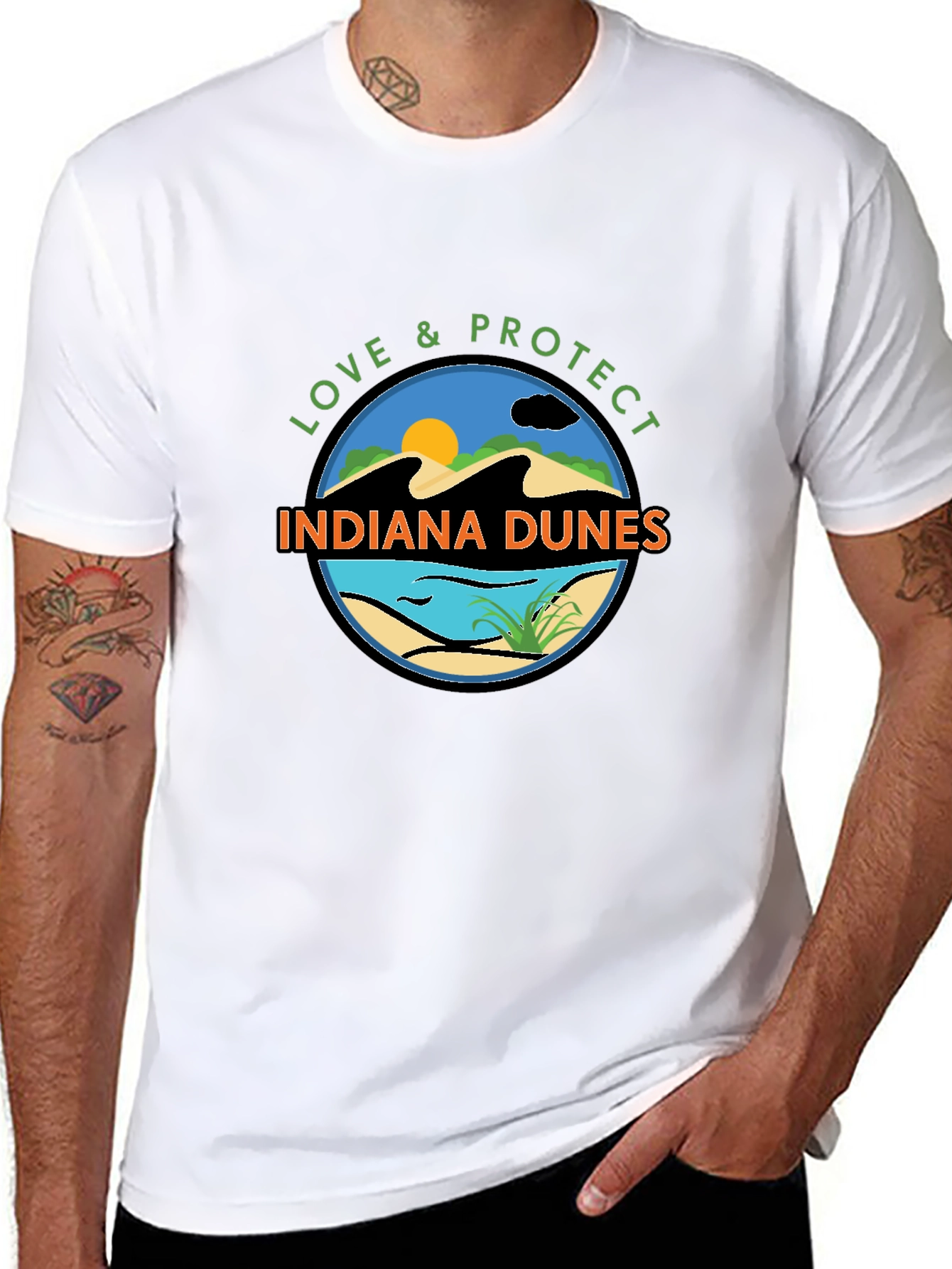 Indiana Dunes Love & Protect Black Graphic Tee