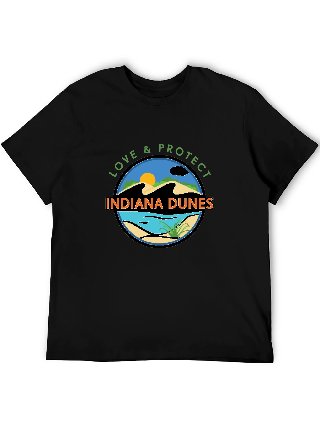 Indiana Dunes Love & Protect Black Graphic Tee