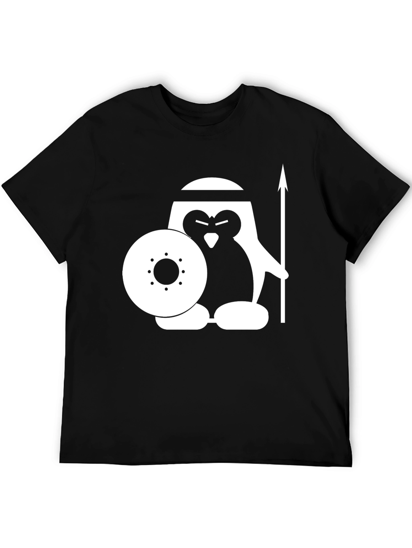 Warrior Penguin Graphic T-Shirt - Black Cotton Tee