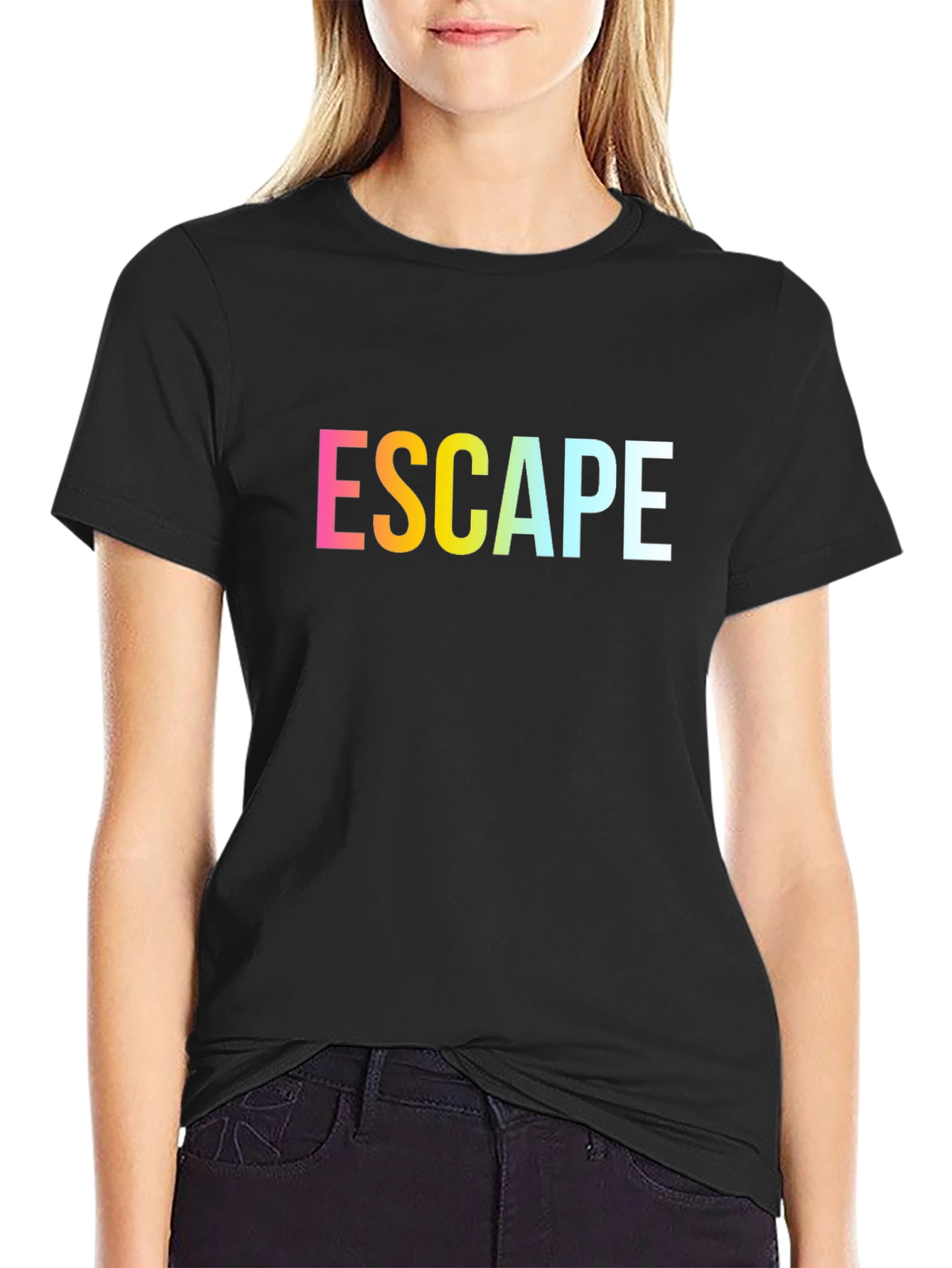 Escape Graphic Print Black T-Shirt