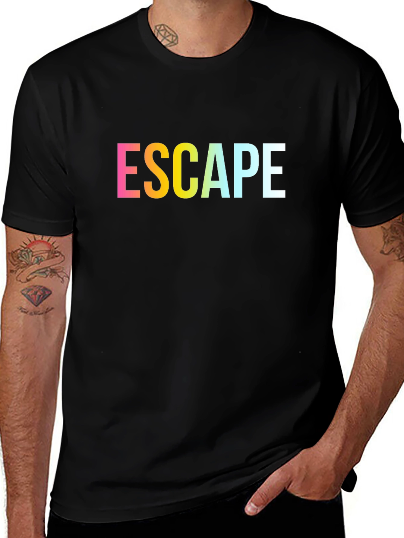 Escape Graphic Print Black T-Shirt