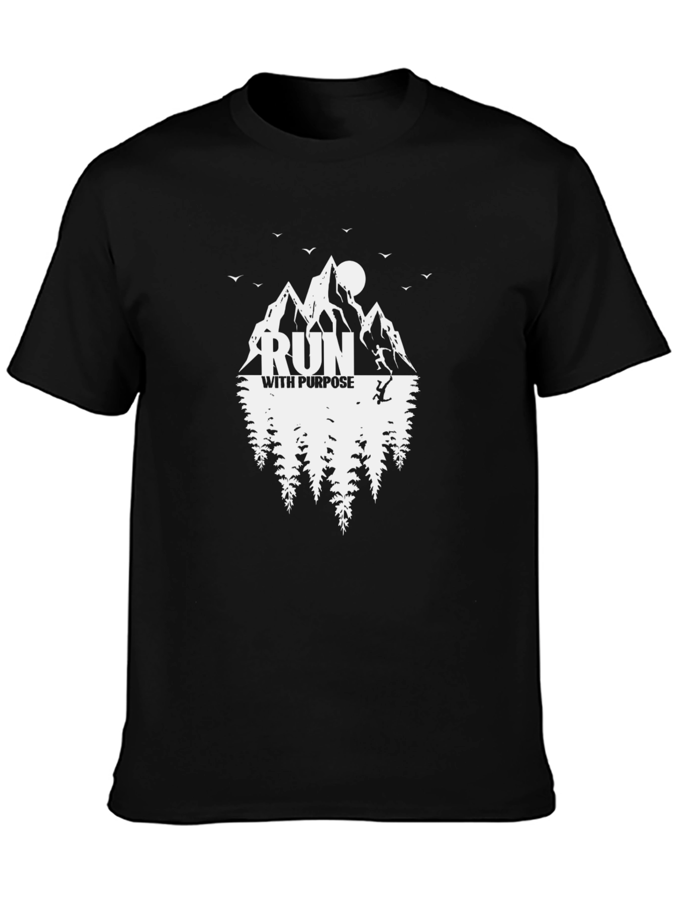 Run With Purpose Graphic Tee - Black Cotton T-Shirt