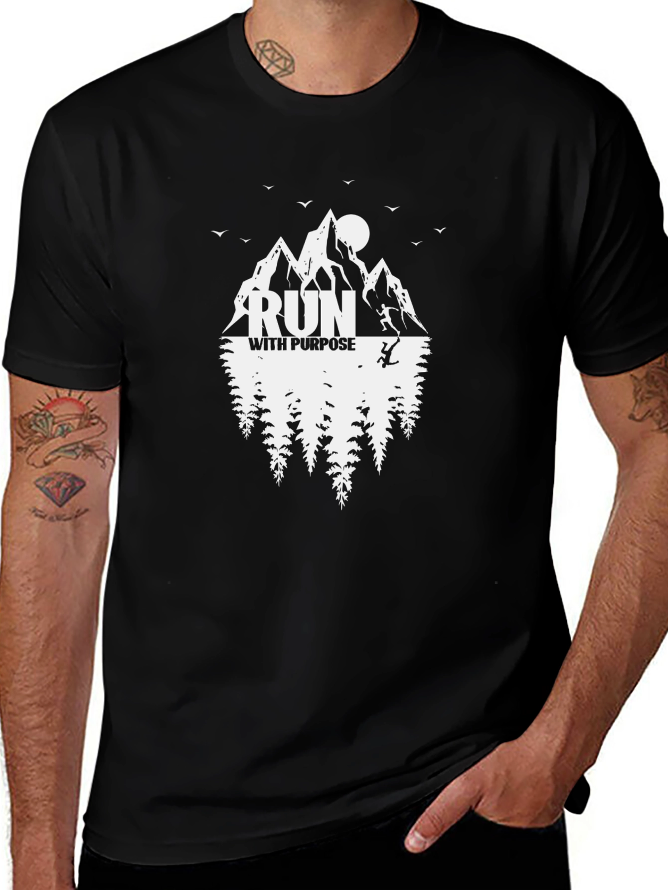 Run With Purpose Graphic Tee - Black Cotton T-Shirt