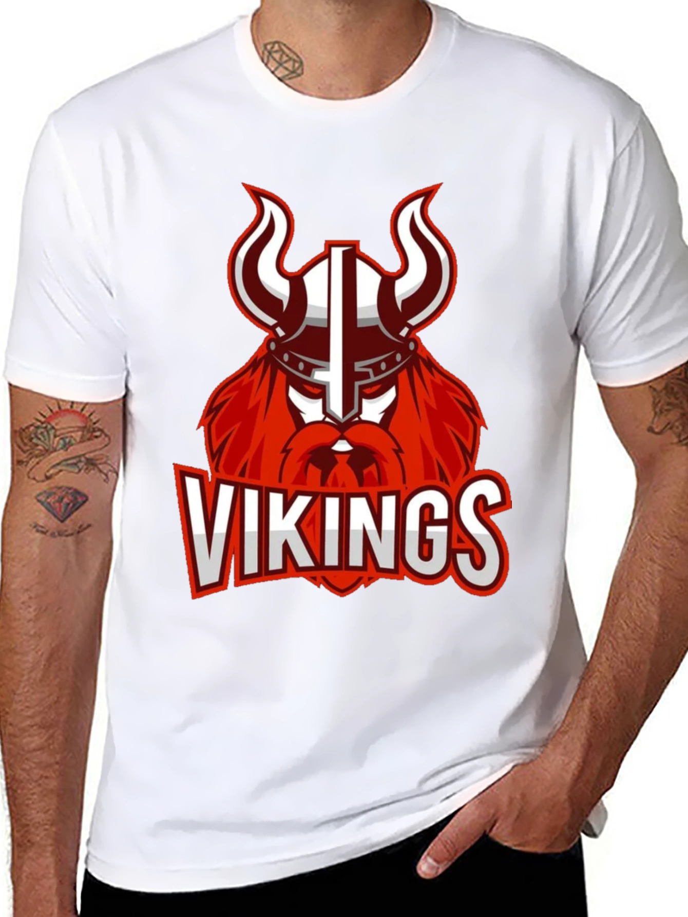 Vikings Graphic Print Black T-Shirt
