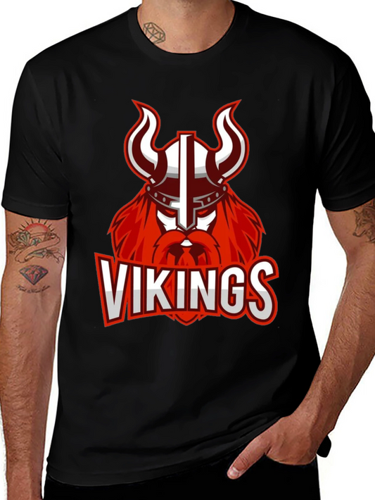 Vikings Graphic Print Black T-Shirt