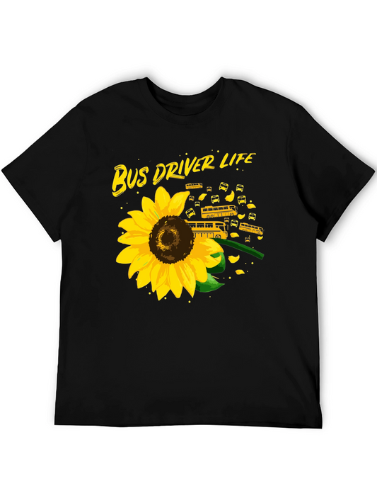 Bus Driver Life Sunflower Graphic T-Shirt