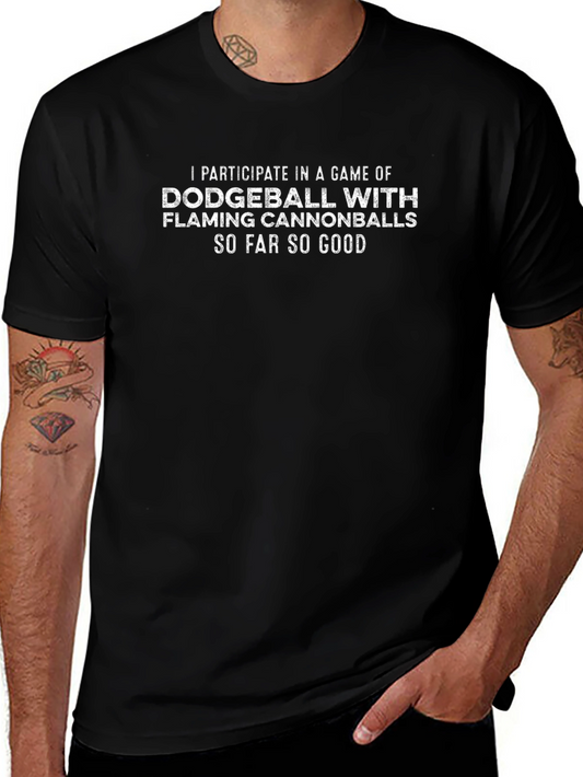 Dodgeball with Flaming Cannonballs Black T-Shirt