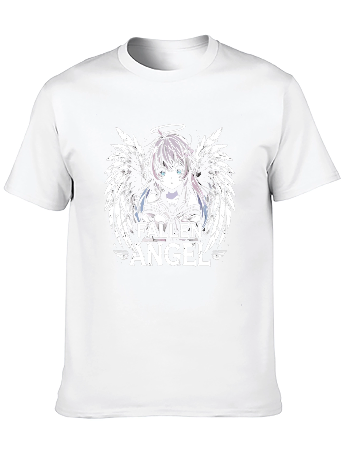 Fallen Angel Anime Graphic Print Black T-Shirt