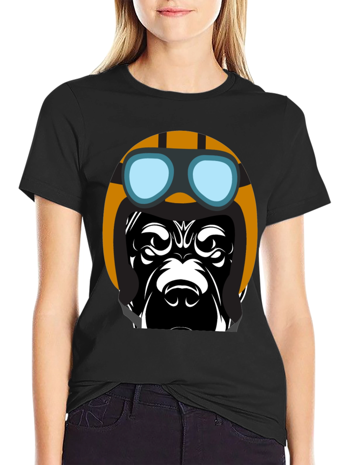 Cool Dog Pilot T-Shirt - Black Graphic Tee