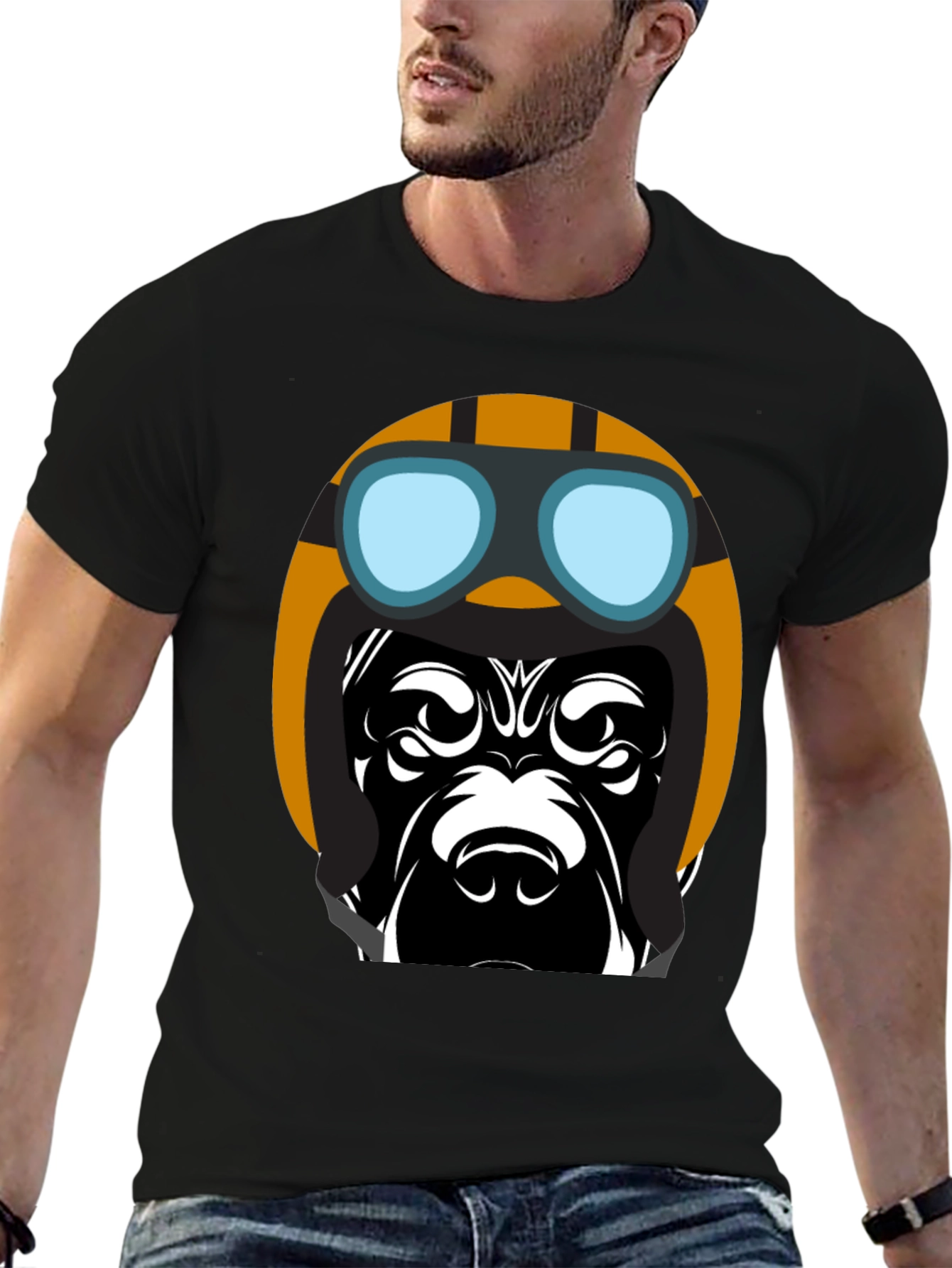 Cool Dog Pilot T-Shirt - Black Graphic Tee