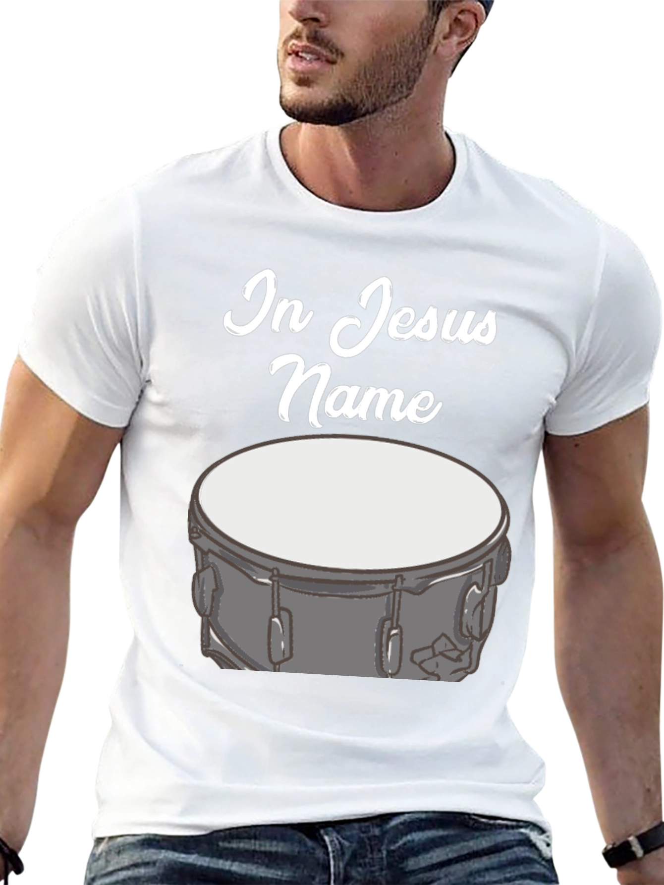 In Jesus Name Drum T-Shirt Black