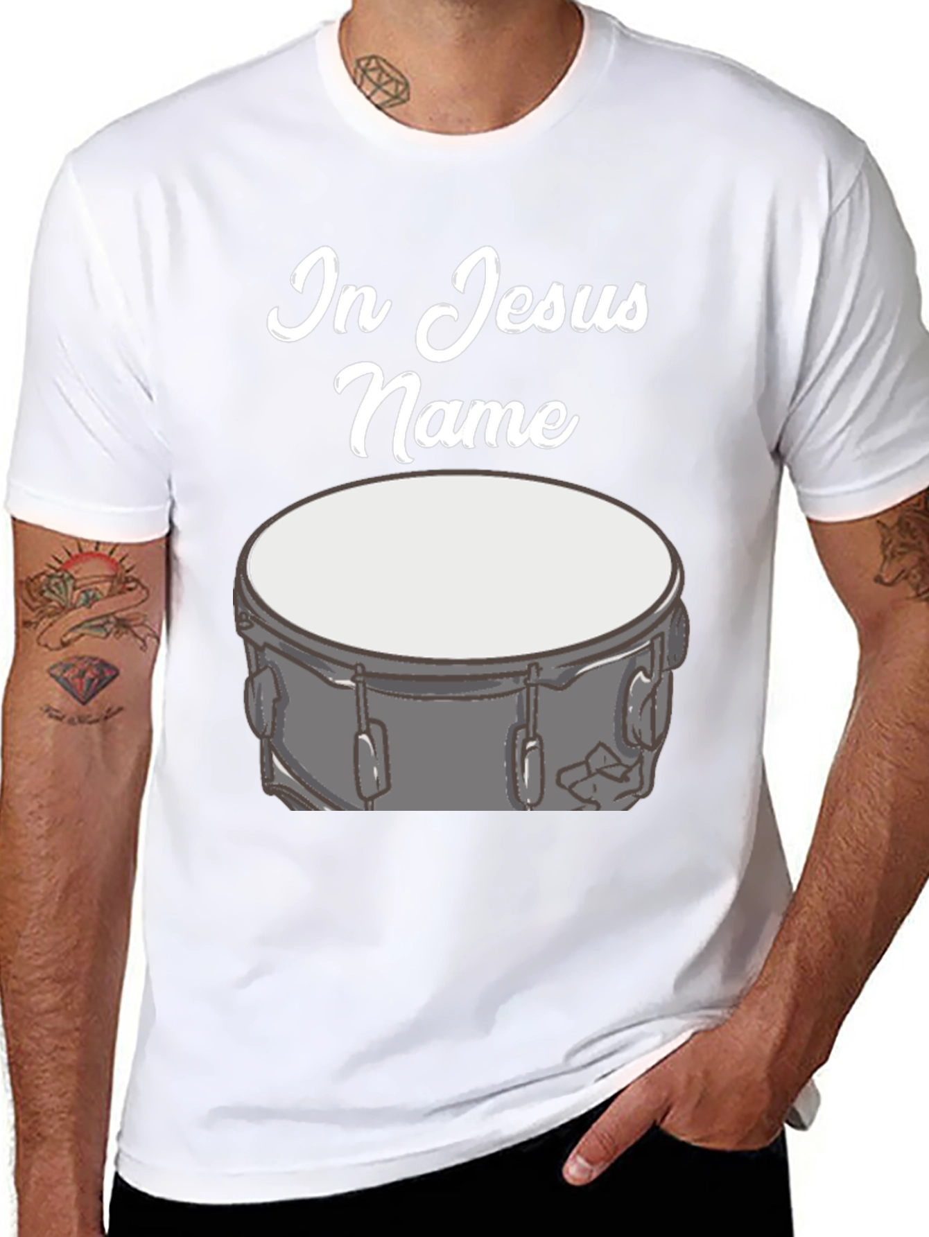 In Jesus Name Drum T-Shirt Black