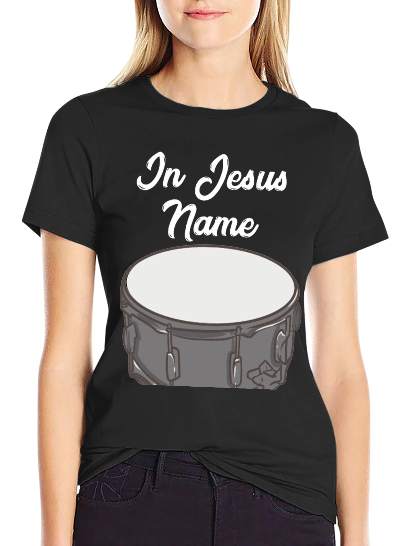 In Jesus Name Drum T-Shirt Black