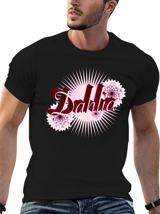 Dahlia Flower Graphic Black T-Shirt