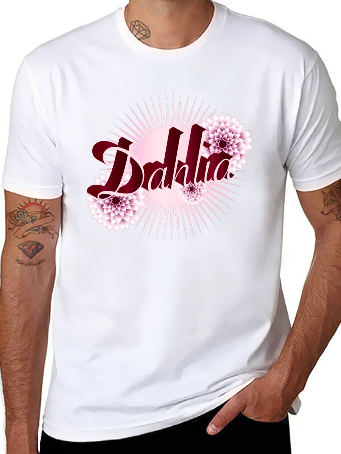 Dahlia Flower Graphic Black T-Shirt