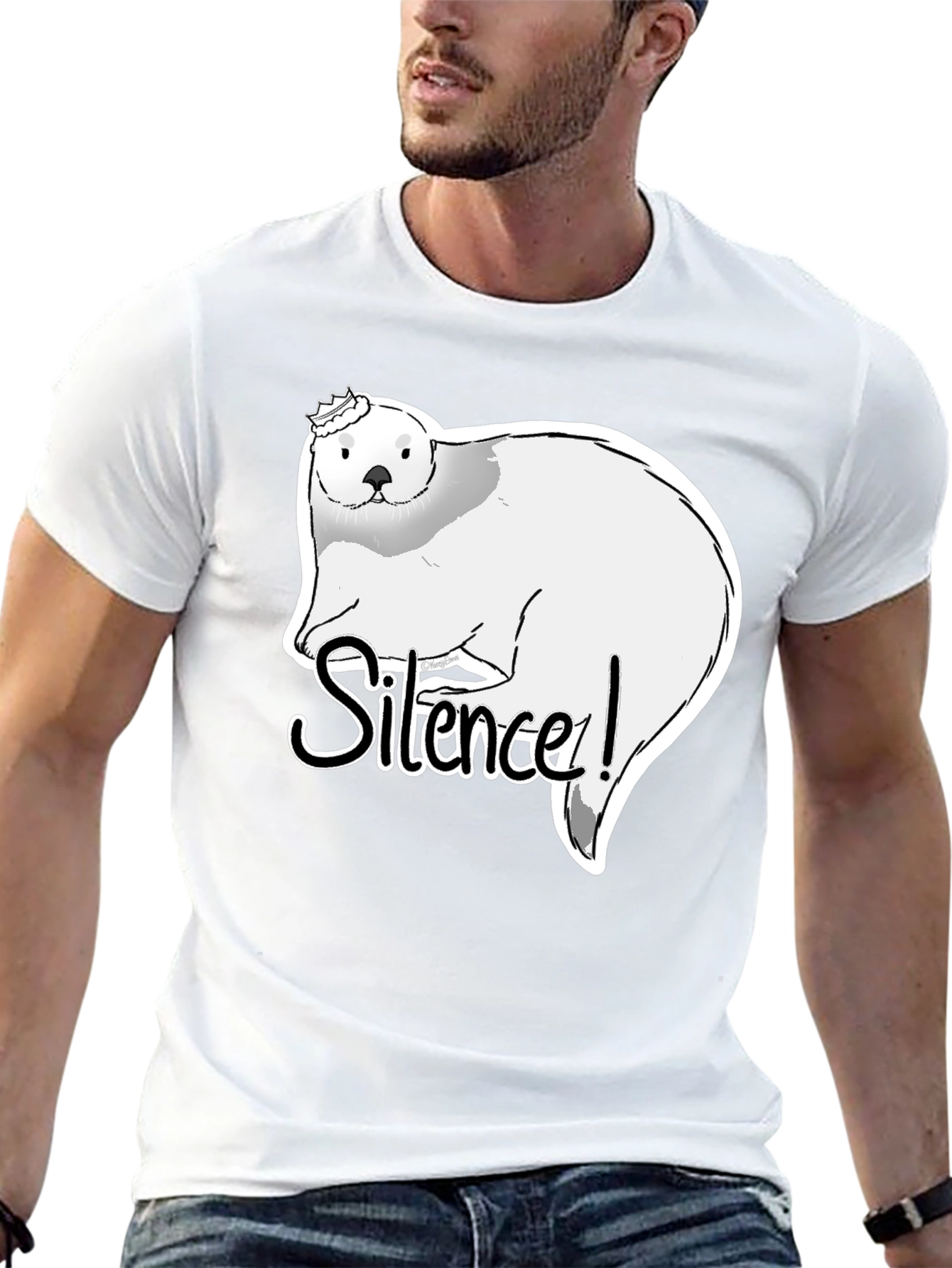 Silence! Otter Graphic T-Shirt - Black Cotton Tee