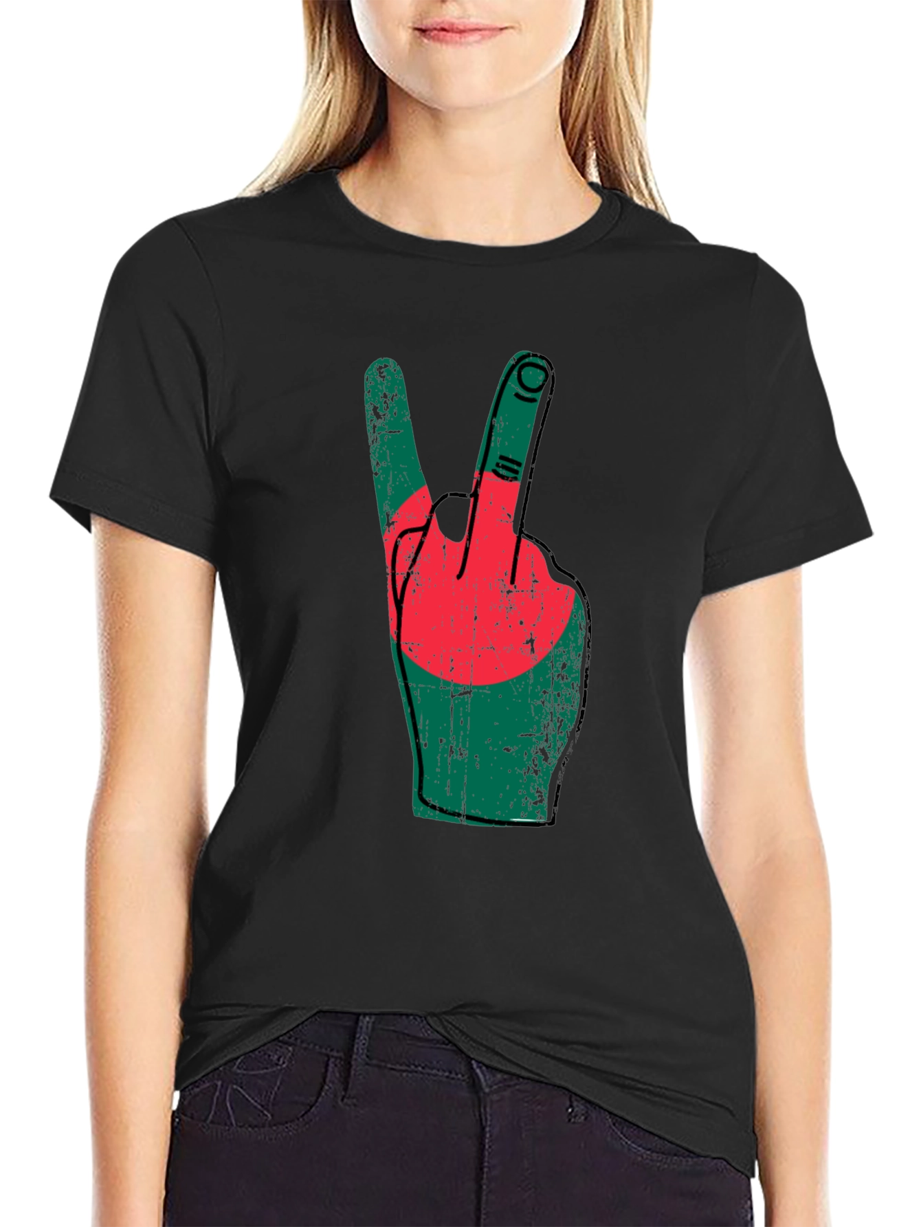 Bangladesh Flag Peace Sign T-Shirt