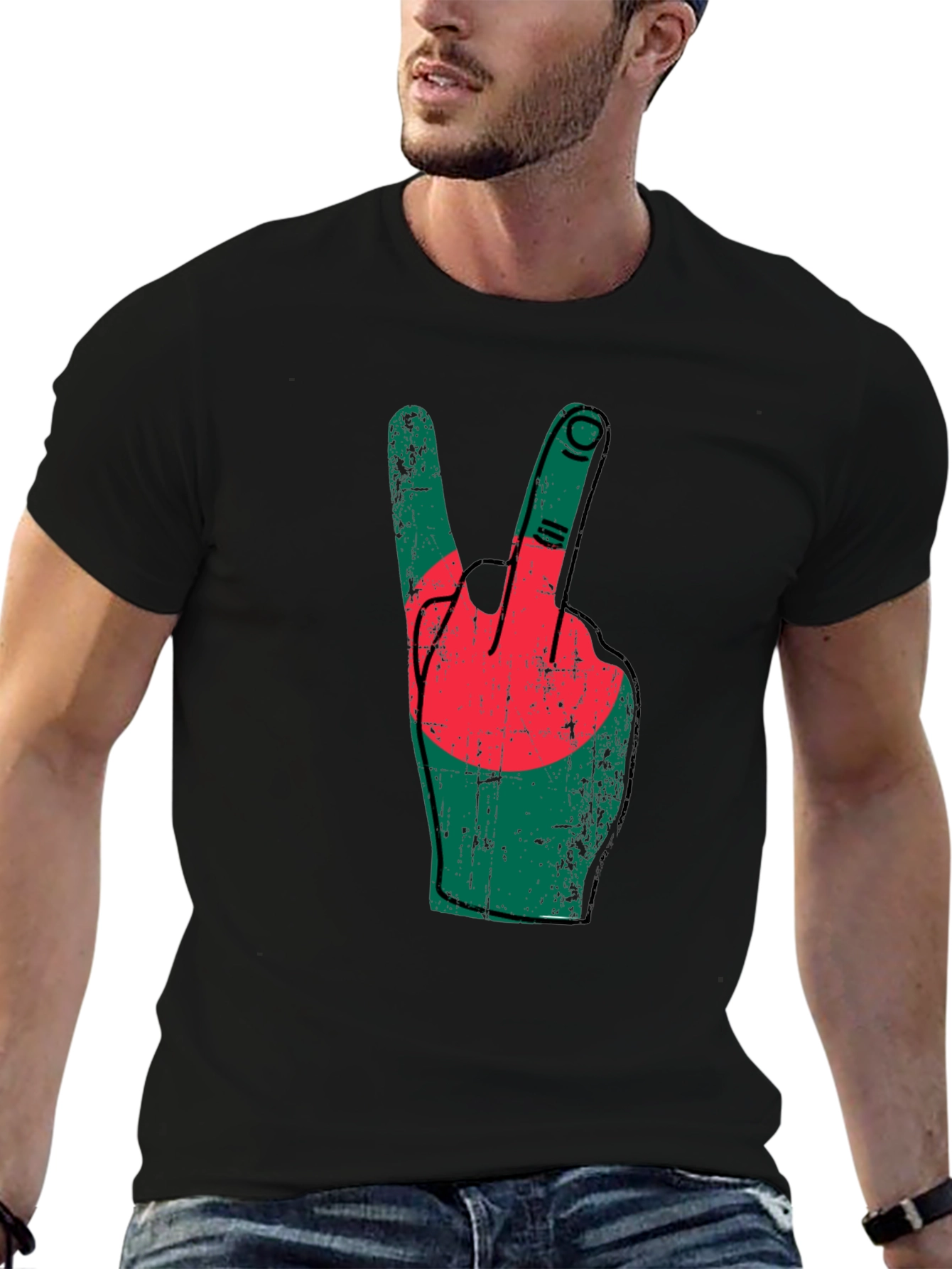 Bangladesh Flag Peace Sign T-Shirt