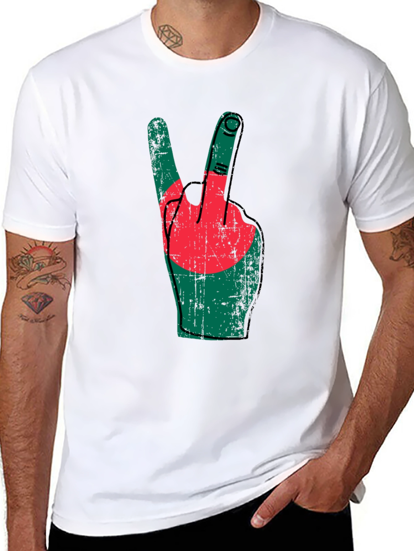 Bangladesh Flag Peace Sign T-Shirt
