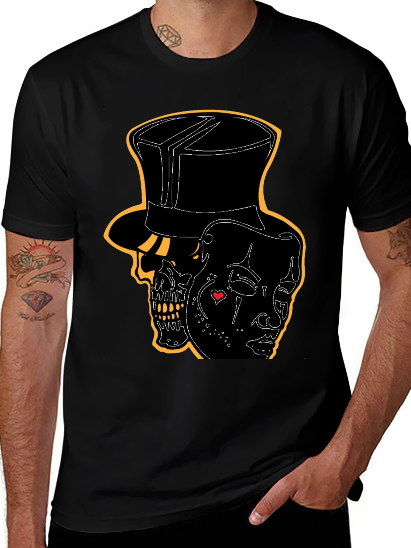 Skull & Mask Graphic Tee - Mens Black T-Shirt