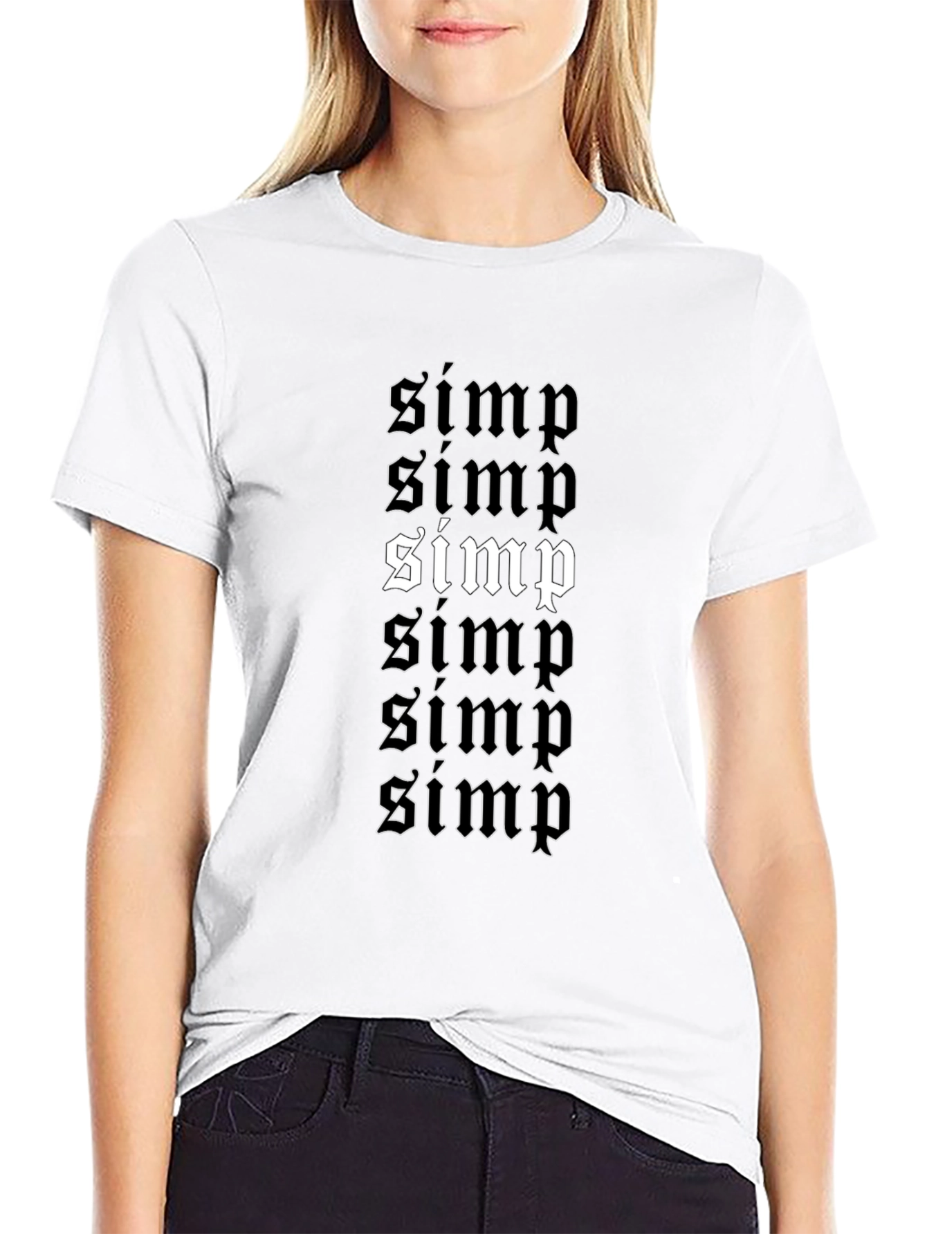 Simp Graphic Print T-Shirt - Black