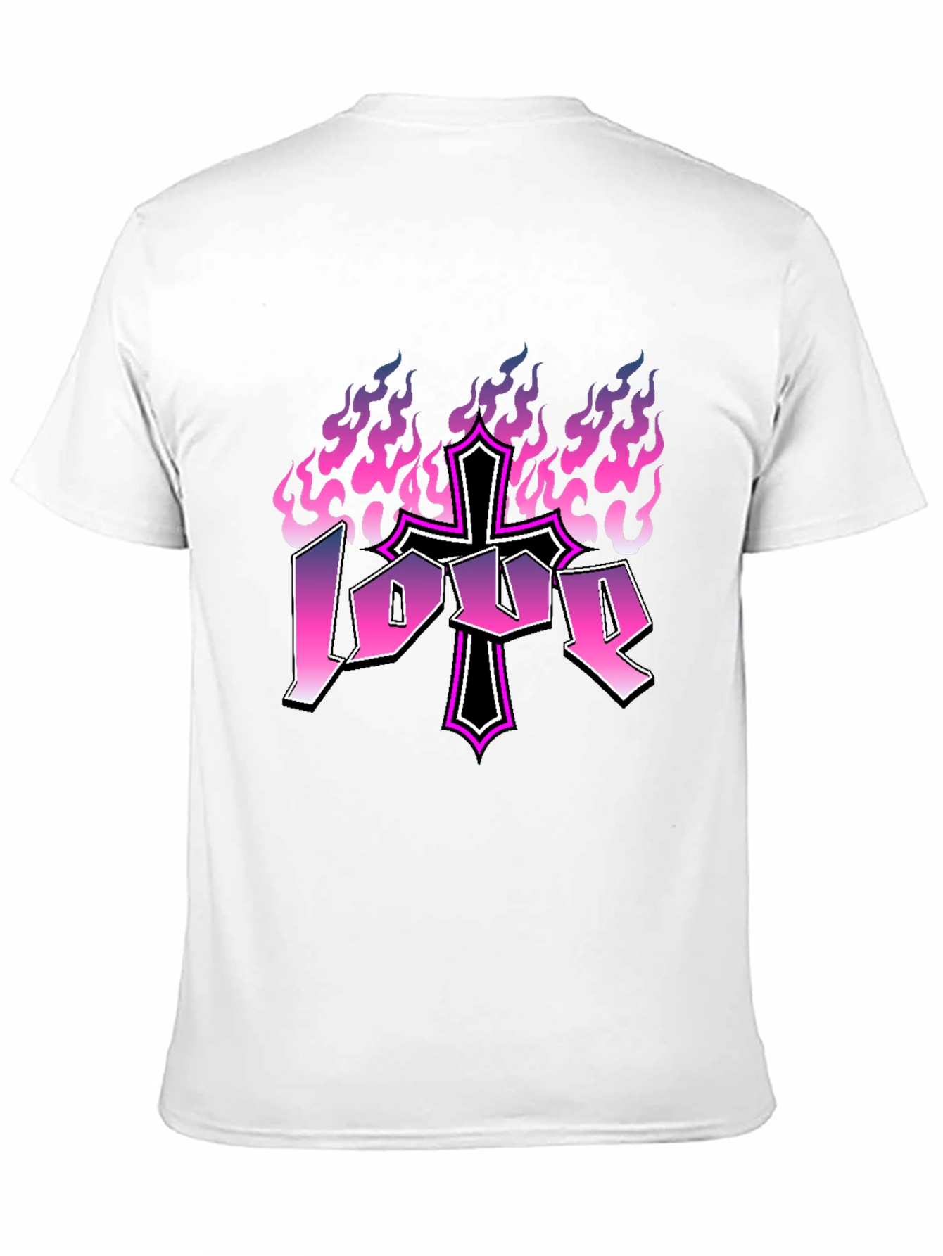 Love Cross Flames Graphic Tee - Black